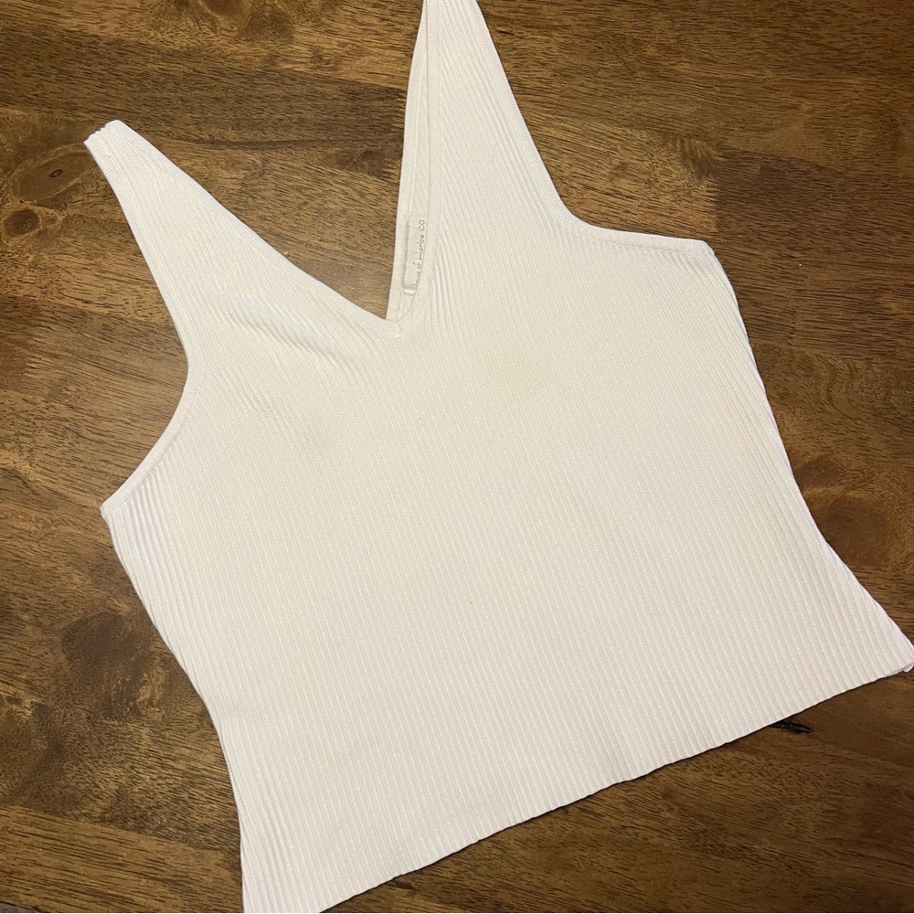 House of Harlow 1960 White Ribbed Knit Crop Tank Top Size M / L Women’s
